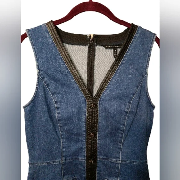 White House Black Market Denim Dress with Black Accents - Picture 4 of 5